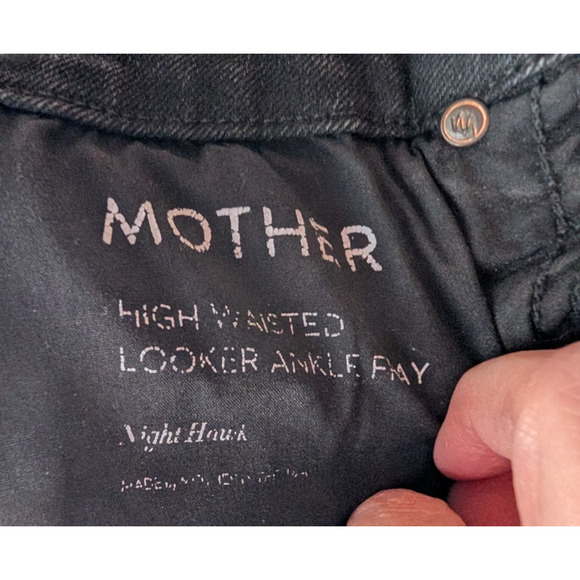 Mother High Waisted Looker Ankle Fray Night Hawk Black Fray Hem Womens Jeans 25 - Picture 10 of 12